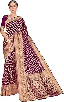 Glory SareesWomen's Woven Pure Soft Kanjivaram Silk Saree Banarasi Style With Blouse Piece for Wedding
