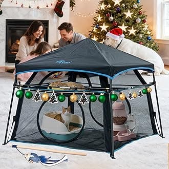 Extra Large Catio Outdoor Cat Enclosure 2-Tier Cat Tent for Patio, Balcony, Indoor & Outdoor, Foldable Cat Playpen with 3 Doors, Weatherproof Sunproof with Fashionable carrybag（Patented）