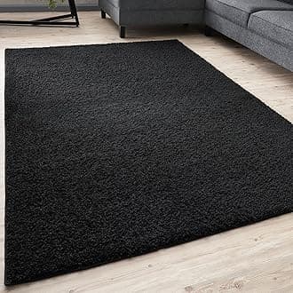 THE RUGS Living Room Rug - Shaggy Soft And Elegant Carpets For The Bedrooms And Kitchen, Easy To Clean, Many Different Sizes (200x290 cm, Black)