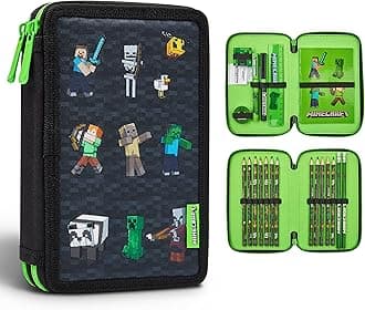 Minecraft Children's Pencil Case with 2 Compartments and School Supplies