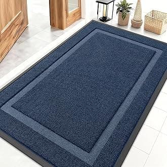 OLANLY Front Door Mat Indoor Outdoor Entrance, Waterproof All-Season, All-Weather Doormat, Sturdy Natural Rubber, Fade Resistant, Low Profile, Easy Clean Patio Porch Entryway Mat, 47x32, Blue