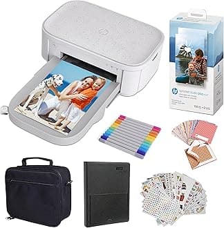 Sprocket Studio Plus 4x6 Wireless Instant Photo Printer, Wi-Fi, Premium Dye Sublimation, Prints Vibrant Color Pictures– Bundle: Photo Album, Markers, Photo Paper, and Stickers.