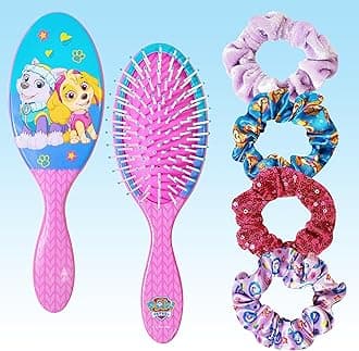 Paw Patrol Hair Accessories Set - 9 inch Detangling Brush, 4 Scrunchies & Hair Ties for Girls