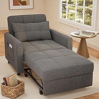 Gizoon Sofa Bed Chair 3 in 1 Convertible, Pullout Single Sleeper Chair Bed with Adjustable Backrest, Spacious Multifunctional Sofa Couches for Living Room, Bedroom, Apartment