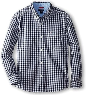 Boys' Long Sleeve Woven Button-down Shirt, Lightweight & Breathable