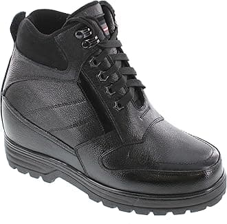 Calden Men's Invisible Height Increasing Elevator Shoes - Black Pebble Grain Leather Lace-up Ankle Boots with Extra Tall - 5.2 Inches Taller - K881805 - Size 11 D(M) US