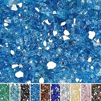 10-Pound Fire Glass for Fireplace Fire Pit and Landscaping, Pacific Blue Reflective, 1/2-Inch