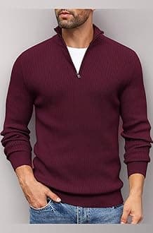 DENIMHOLIC Men High Neck Zipper Full Sleeve Cotton Knitted Winter Sweater for Man