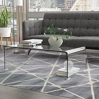 Meihua Tempered Glass Coffee Table for Living Room, Clear Center Table with 0.47 inch Tempered Glass, Transparent Modern Coffee Table