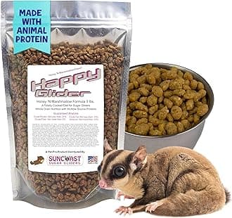Happy Glider Premium Sugar Glider Food - High Protein, Calcium and Vitamins, Complete Nutrition for Small Animals & Exotic Pets, 2 Months Supply - Honey & Marshmallow, 3 lbs