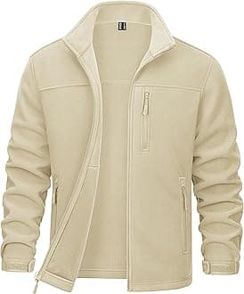 Men's Zip Up Polar Fleece Jacket Without Hood Active Golf Jackets with 3 Pockets