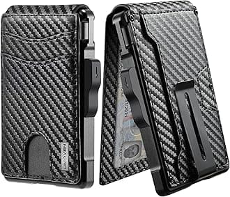 Wallet for Men - with Money Clip Slim Leather Slots Credit Card Holder RFID Blocking Bifold Minimalist Wallet (Carbon Black)