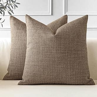 JOTOM Set of 2 Cushion Covers 60x60 cm Linen Coffee Brown Decorative Throw Pillow Covers 24x24 Inch Square Cushion Case Home Decor Pillowcases for Couch Sofa Living Room Bed (Coffee Brown)