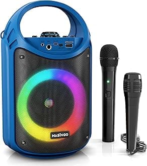Karaoke Machine for Kids and Adults with 1 Wireless Karaoke Microphone and 1 Wired Mic, PA Portable Speaker with LED Lights, Supports TF Card/USB, AUX/MIC in, TWS for Home Party, Burletta C10