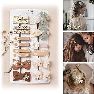 16 Pcs Hair Clips for Girls with Bows Butterfly Flower,2" Fully Lined Alligator Clips and Barrettes,Handmade Hair Accessories for Baby Toddler Young Kids School Age Girls Gifts