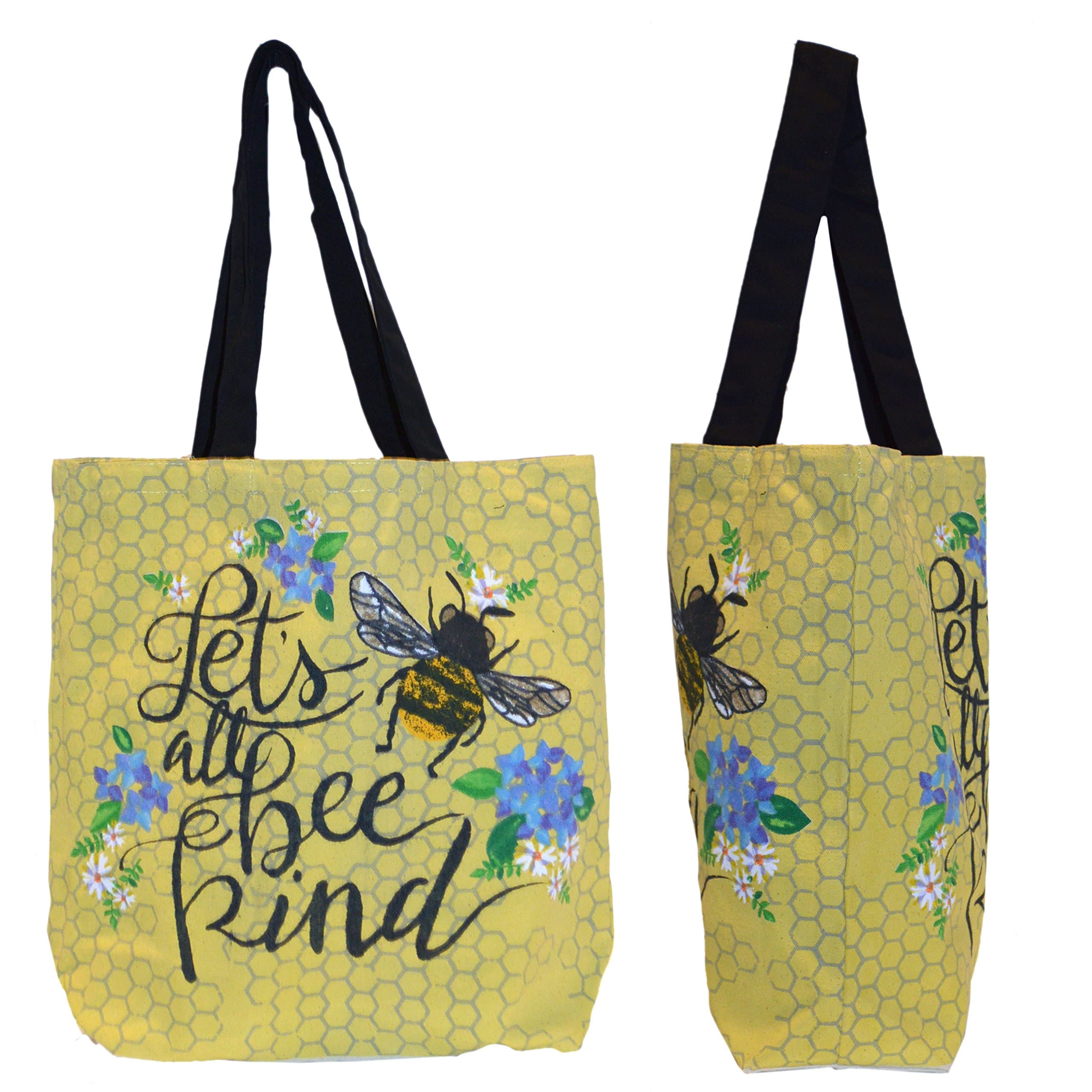 Shopper Tote Bag - Let's Bee Kind, Eco-Friendly Reusable Multipurpose Canvas Grocery Bag
