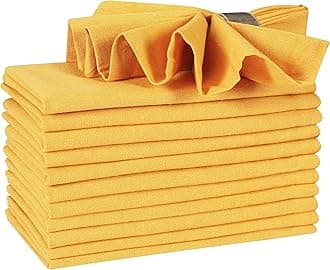 Ramanta Home Cloth Dinner Napkin in 100% Cotton Fabric-18x18 Mustard, Wedding Napkins, Cocktails Napkins, Fabric Napkins, Cotton Napkins, Mitered Corners & Generous Hem, Dinner Napkins Set of 12