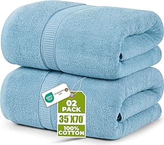 Utopia Towels - Luxurious Jumbo Bath Sheet 2 Piece - 600 GSM 100% Ring Spun Cotton Highly Absorbent and Quick Dry Extra Large Bath Towel - Soft Hotel Quality Towel (35 x 70 Inches, Sky Blue)