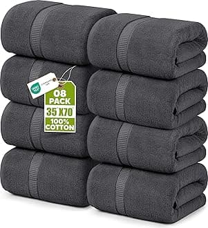Utopia Towels - Luxurious Jumbo Bath Sheet 8 Piece - 600 GSM (35X70 Inches) 100% Ring Spun Cotton - Highly Absorbent and Quick Dry Extra Large Bath Towel - Super Soft Hotel Quality Towel (Grey)