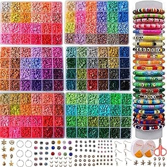Clay Beads for Bracelets Making Kit, 18800 Pcs 144 Colors 6mm Flat Polymer Heishi Beads Kit, Jewelry Making Supplies Beads,Crafts Gift Set for Christmas Party Gifts (144colors)