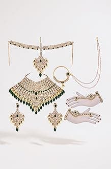 Wedding Designer Gold Plated Dulhan Choker Bridal Set with sheeshpatti for Girls & Women (2475-L1ZS-KD124-)