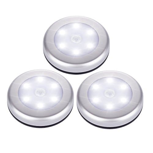 Tradinno Motion Sensor Light, Cordless Battery-Powered LED Wall Night Light, Stick-on Anywhere for Cabinet, Kitchen, Closet, Bedroom, Cupboard, Toilet, Stairs,3-Pack