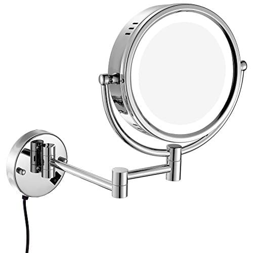 GURUN 8.5 Inch Led Lighted Wall Mount Mirror With Lights With 7X Magnification, Chrome Finish M1809D(8.5In,7X)