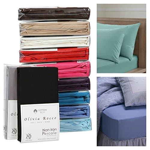 EXCELLENT QUALITY FITTED BED SHEET 12" DEEP 180 TC ALL SIZES PLUS PILLOWCASES (3/4 BED, CREAM)