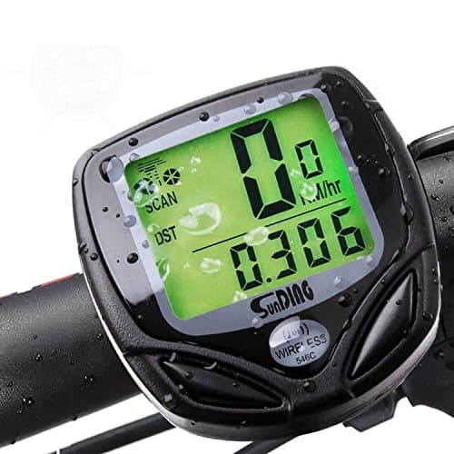 Multifunctional Bicycle Computer, Wireless Waterproof Speedometer Odometer with LCD Display Motion Sensor for Outdoor Cycling Real-Time Speed Track - Black