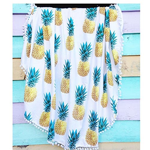 61'' Round Fruit Pineapple Tapestry Beach Picnic Throw Yoga Mat Towel Blanket Bohemian Hippie Beach Towel