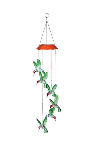 SimpleArt Solar Wind Chime, Solar LED Mobile Wind Chime Waterproof Six Hummingbird Wind Chimes For Home/Party/Night/Garden/Festival Decor/Valentines Gift
