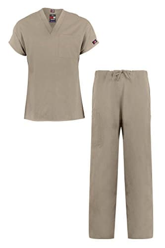 MediFit Men's Basic Solid Two Piece Medical Top & Pants Scrub Set(MENSET-MED,GRY-3XL)