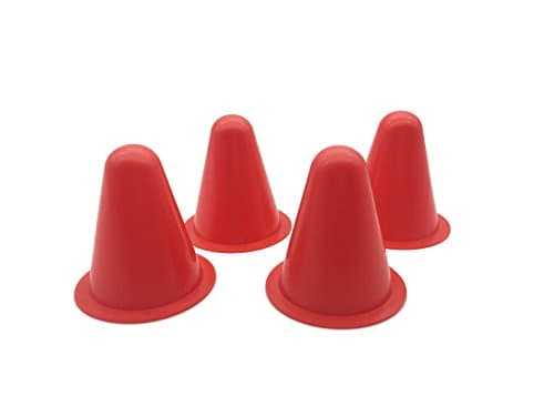 4Pcs 3"/7.5cm Soft Plastic Traffic Road Cones Pylons Roadblock for 1/10 Racing Car Training/Slalom Skating Cone Skating (Red)