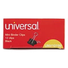 (6 Pack Value Bundle) UNV10199 Mini Binder Clips, Steel Wire, 1/4" Cap., 1/2" Wide, Black/Silver, Dozen