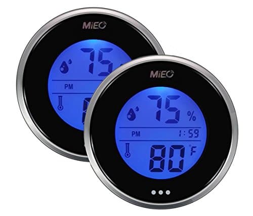 Digital Minimum Maximum Thermometer Calibrate Hygrometer with Touch Memory Checking Button 2pcs Blue/Pack.Mieo