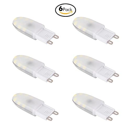 Sanniu G9 LED Light Bulbs, 2.5W (30W Halogen Equivalent), 250LM, Daylight White (6000K), 2835SMD Daylight White, 360 Degree Beam Angle LED Bulbs for House Lighting (Pack of 6)