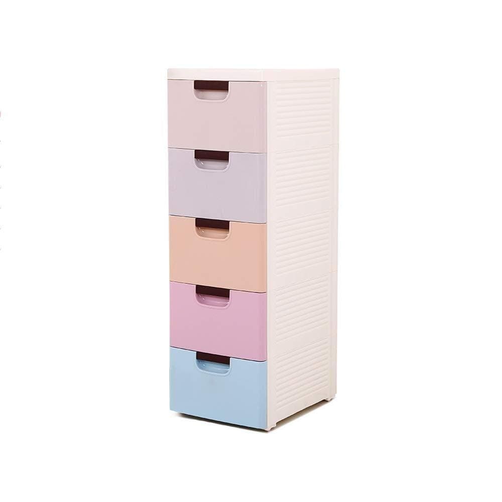 5 Storage Drawer Rolling Cart Organizer Plastic Unit on Wheels Narrow Container Cabinet for Home,Bedroom,Bathroom,Kitchen,Kid's Room (Color : A)