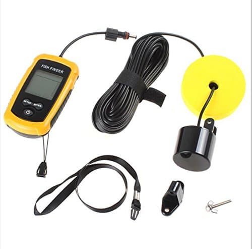 Heartte@ Portable Wired Fish Finder, 100 Meter (328 FT) Range, with LCD Display, Alarm, Round Sonar Sensor with 25 FT Cable, 45 Degree Beam Angle and Removable Float (Fishfd-01)