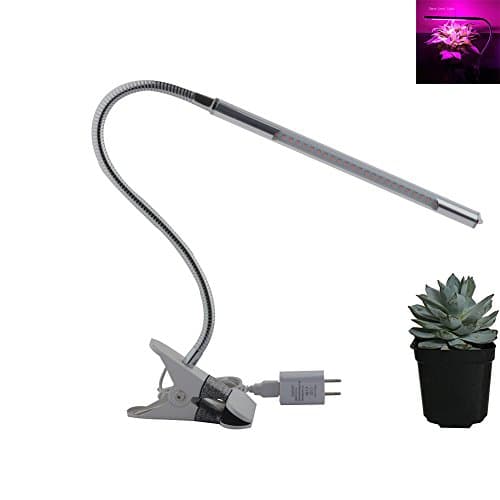 Grow Light LED Lamp, 3 Level Dimmable Clip Light for Plants, Flexible Gooseneck 24 Pieces Led, 5w Red Light with US Adapter (White)