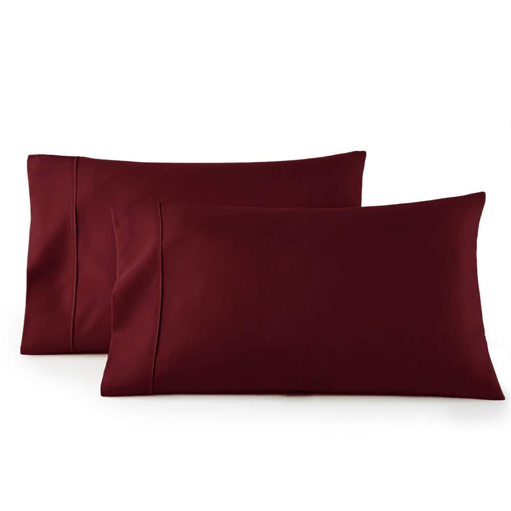 Royal Tradition Solid 300 Thread Count, 100 Percent Cotton Standard/Queen Pillow Cases, Set of 2, Burgundy, Soft Pair of Pillowcases