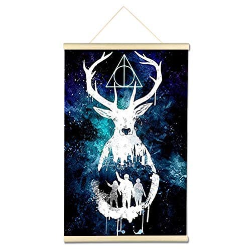Solid Wood Scroll DIY 5D Diamond Embroidery Counted Painting by Number Kits Cross Stitch, Decorate Hanging Art Gift for Home Wall Living Decor 15.7X23.6Inch(Deer)