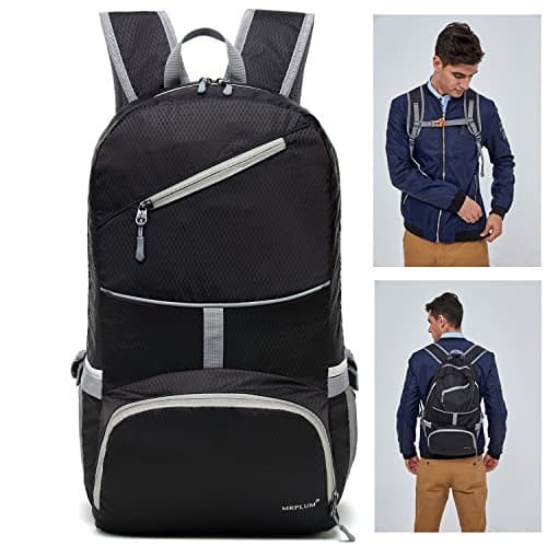 25L-30L rucksack Packable Backpack Light Backpack , Unisex Handy Daypack for Travel & Camping , Outdoor Sports Durable & Folding Backpack (black)