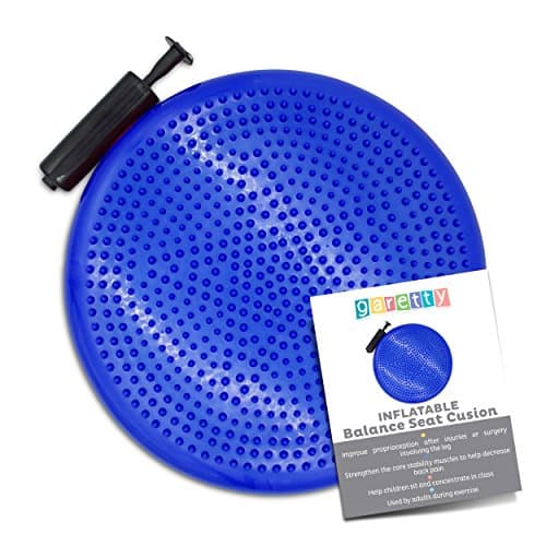 Balance Seat Cushion Disc with Bonus Pump Improves Stability Alignment and Tactile Sensory Input 9Blue)