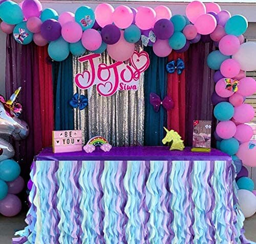 Curly Willow Ruffle Table Skirt for Rectangle Round Table Wedding Baby Shower Birthday Party Decorations (Mermaid, L72in×H30in)