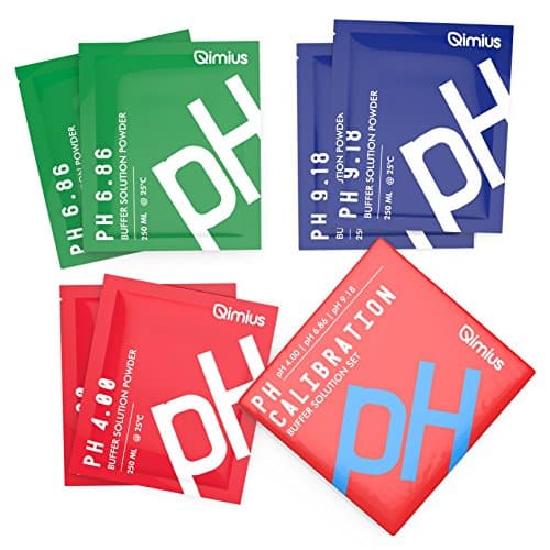 Qimius 6 Pack pH Solution Powder for pH Scale | Two Sachets of each pH Calibration Level