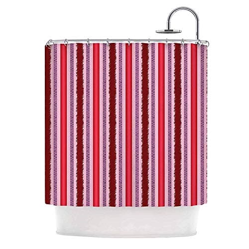 Flaun Mydeas Scribbled Candy Stripes Pink Red Vector Shower Curtain,