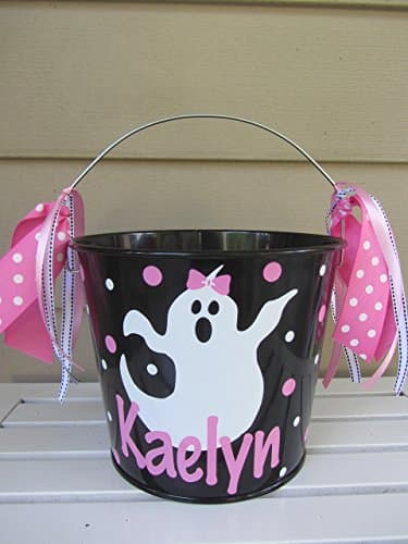 Personalized 5 quart Halloween pail- ghost design - trick or treat