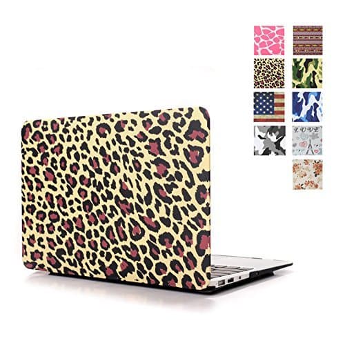 Smith Sursee Macbook Air 13 Case Rubberized Hard Case Cover for Apple Macbook Air 13.3 (A1369 A1466) Yellow Leopard