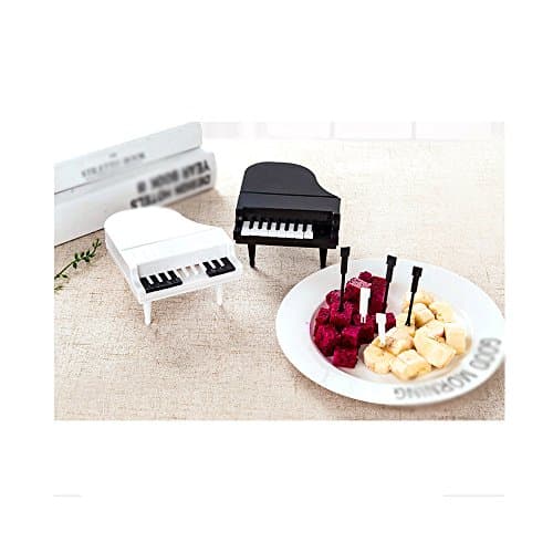 Creative Piano Modeling Piano Key Fruit Fork, Cake, Snack, Dessert, Salad, For Party, Bar, Kitchen, Tableware,Xander Portable Premium Plastic Fork (Black)