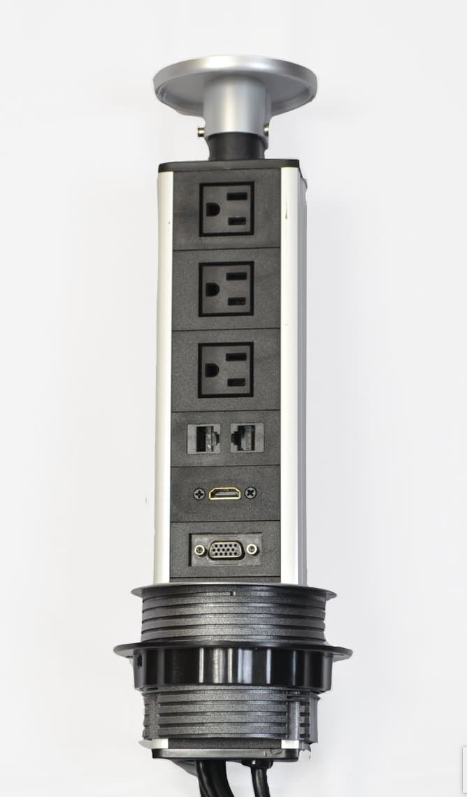 Yolkvisual Conference Table/Tabletop Connectivity Box 2AC Power(US)+ 2 RJ 45 + 1 HDMI + 1 VGA + 1 USBSliver